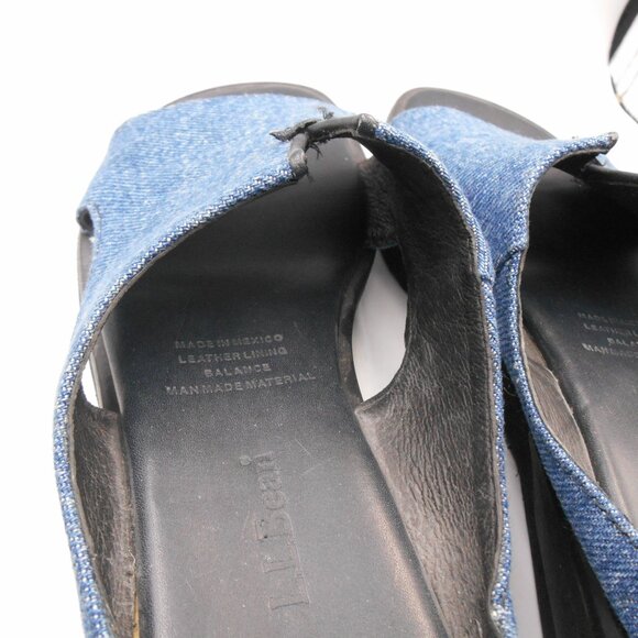 L.L. BEAN BLUE SLIDE SANDALS SHOES LEATHER LINING 6.5 SIZE HTF MADE IN MEXICO - Picture 10 of 11